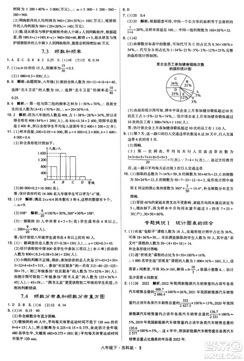 甘肃少年儿童出版社2024年春学霸题中题八年级数学下册苏科版答案