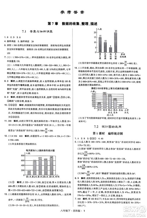 甘肃少年儿童出版社2024年春学霸题中题八年级数学下册苏科版答案