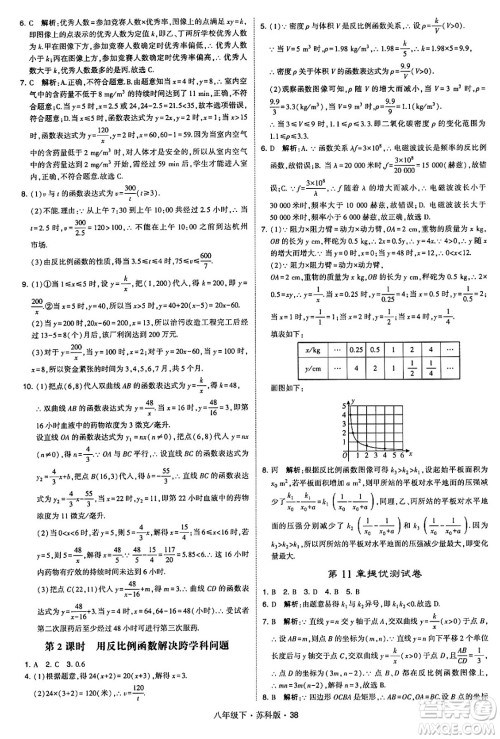 甘肃少年儿童出版社2024年春学霸题中题八年级数学下册苏科版答案