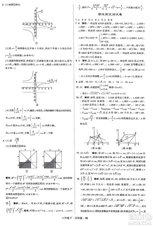 甘肃少年儿童出版社2024年春学霸题中题八年级数学下册苏科版答案