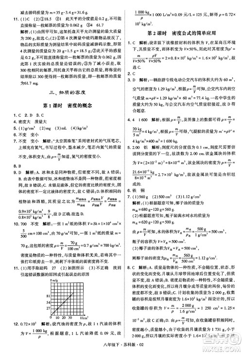 甘肃少年儿童出版社2024年春学霸题中题八年级物理下册苏科版答案