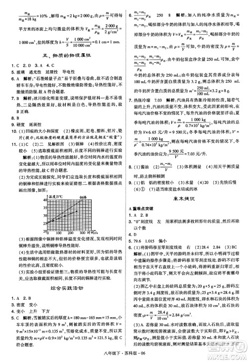 甘肃少年儿童出版社2024年春学霸题中题八年级物理下册苏科版答案