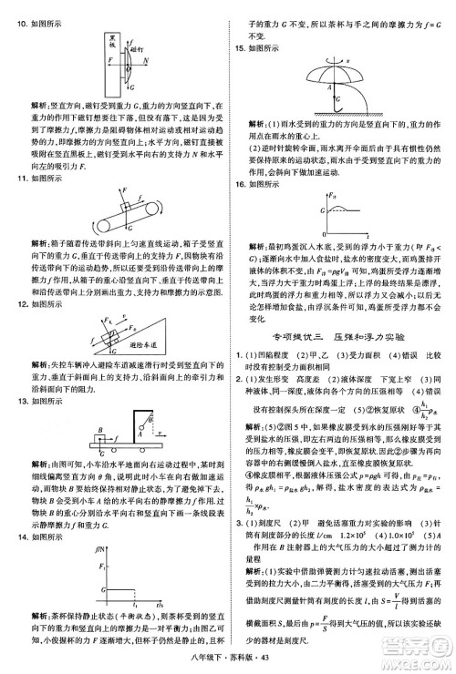 甘肃少年儿童出版社2024年春学霸题中题八年级物理下册苏科版答案