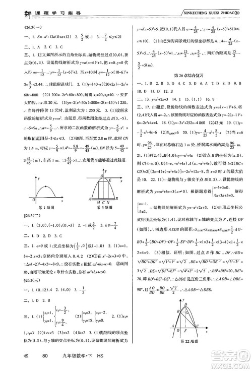 南方出版社2024年春新课程学习指导九年级数学下册华师版答案