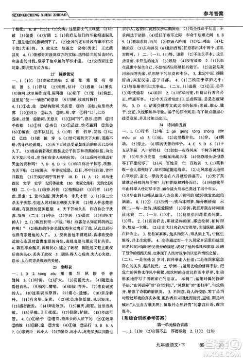 南方出版社2024年春新课程学习指导九年级语文下册人教版答案
