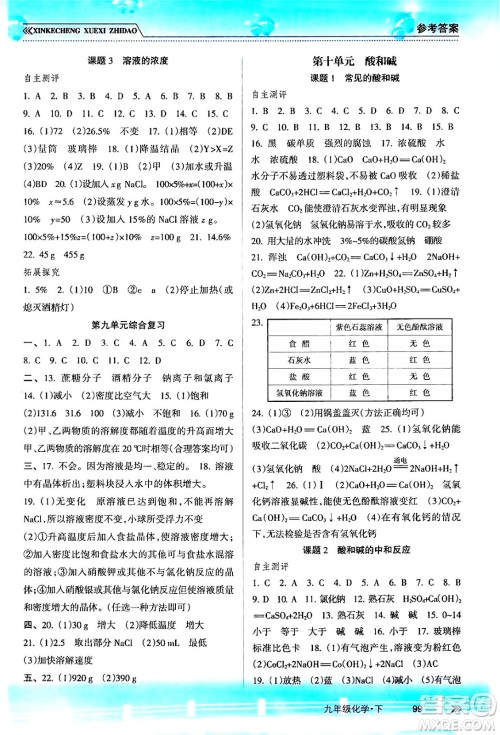 南方出版社2024年春新课程学习指导九年级化学下册人教版答案