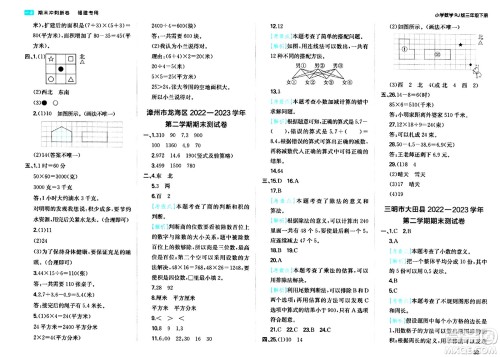 湖南教育出版社2024年春一本期末冲刺新卷三年级数学下册人教版福建专版答案