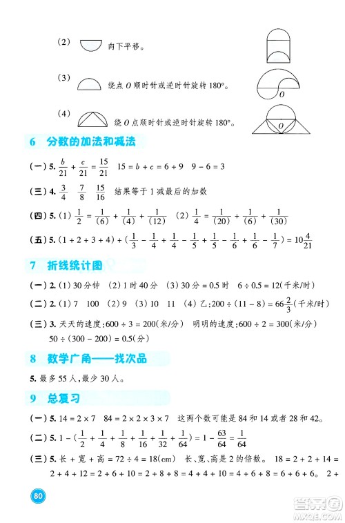 浙江教育出版社2024年春学能评价五年级数学下册人教版答案