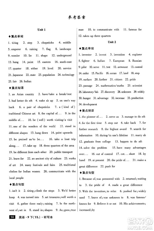 安徽师范大学出版社2024年春课时A计划九年级英语下册译林版安徽专版答案 安徽师范大学出版社2024年春课时A计划九年级英语下册译林版安徽专版答案