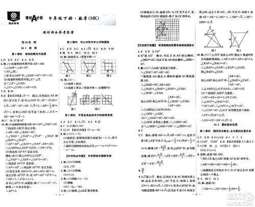 安徽师范大学出版社2024年春课时A计划九年级数学下册沪科版安徽专版答案