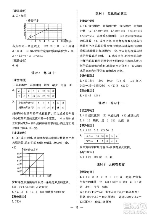 江苏凤凰美术出版社2024年春超能学典高分拔尖提优训练六年级数学下册江苏版答案