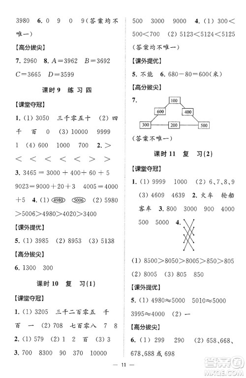 江苏凤凰美术出版社2024年春超能学典高分拔尖提优训练二年级数学下册江苏版答案