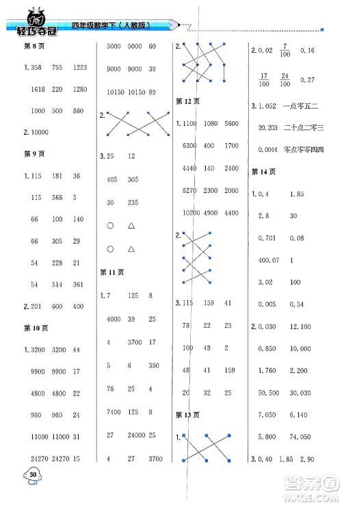 北京教育出版社2024年春1+1轻巧夺冠优化训练四年级数学下册人教版答案