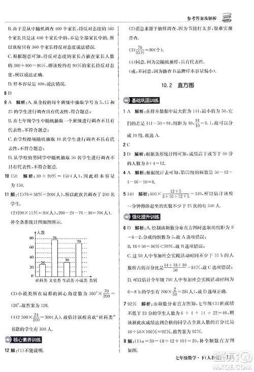 北京教育出版社2024年春1+1轻巧夺冠优化训练七年级数学下册人教版答案