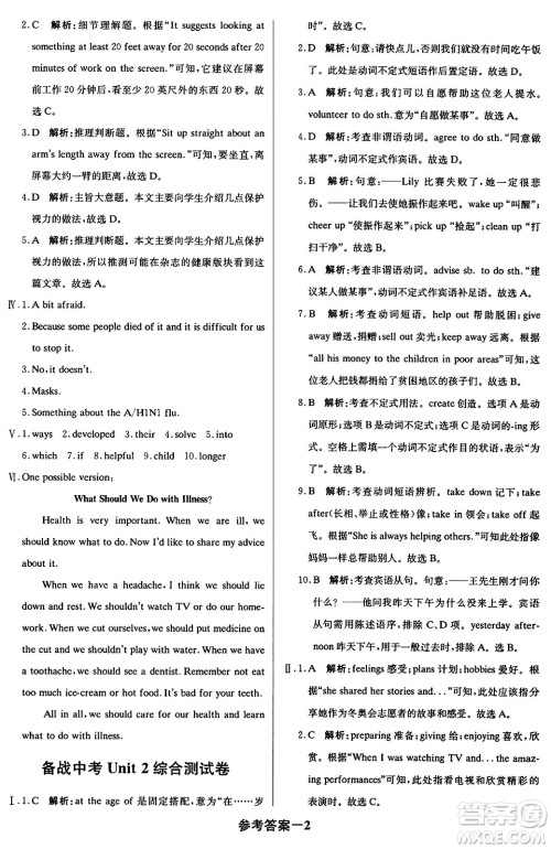 北京教育出版社2024年春1+1轻巧夺冠优化训练八年级英语下册人教版答案