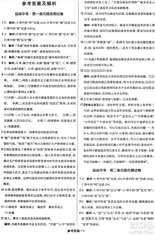 北京教育出版社2024年春1+1轻巧夺冠优化训练九年级语文下册人教版答案