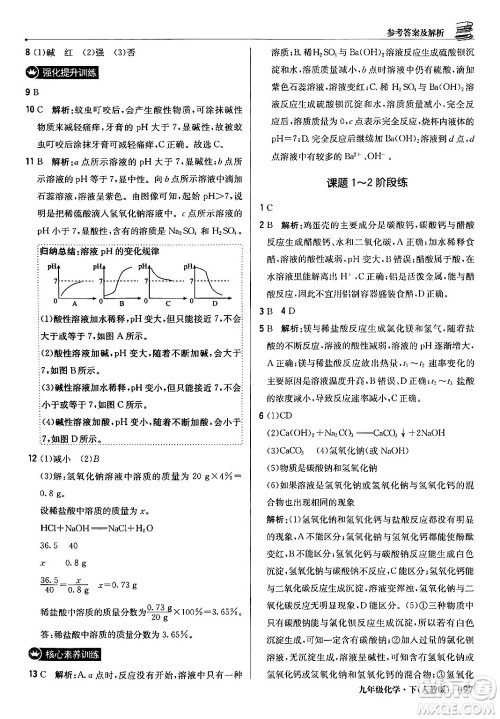 北京教育出版社2024年春1+1轻巧夺冠优化训练九年级化学下册人教版答案