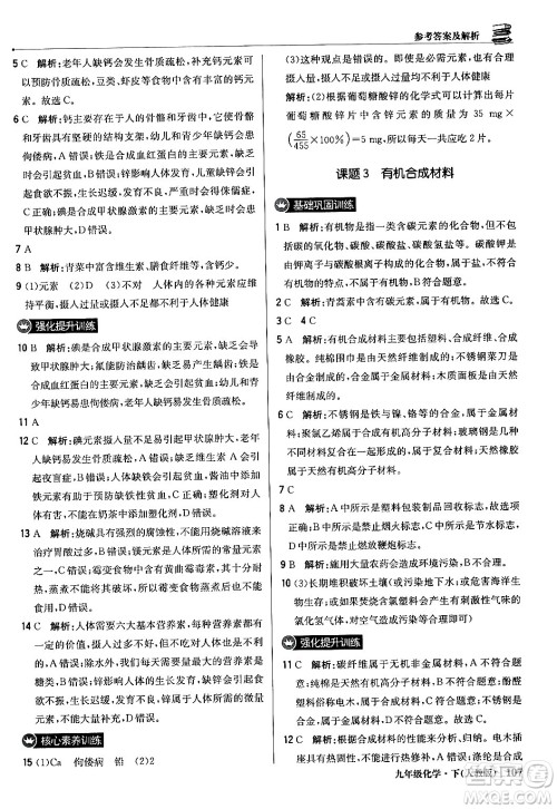 北京教育出版社2024年春1+1轻巧夺冠优化训练九年级化学下册人教版答案