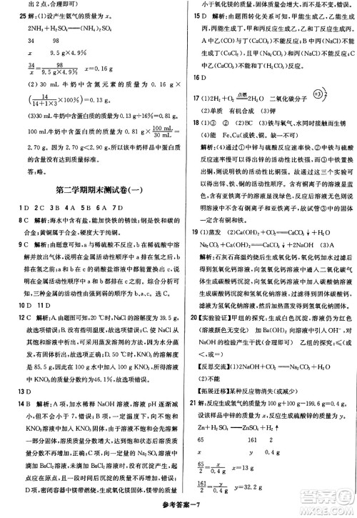 北京教育出版社2024年春1+1轻巧夺冠优化训练九年级化学下册人教版答案