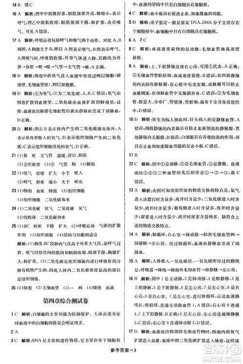 北京教育出版社2024年春1+1轻巧夺冠优化训练七年级生物下册人教版答案