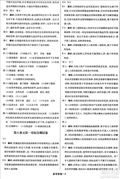 北京教育出版社2024年春1+1轻巧夺冠优化训练八年级生物下册人教版答案