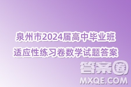 泉州市2024届高中毕业班适应性练习卷数学试题答案