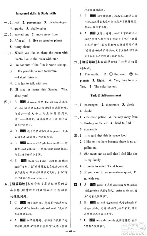 东南大学出版社2024年春初中英语小题狂做提优版九年级英语下册译林版答案