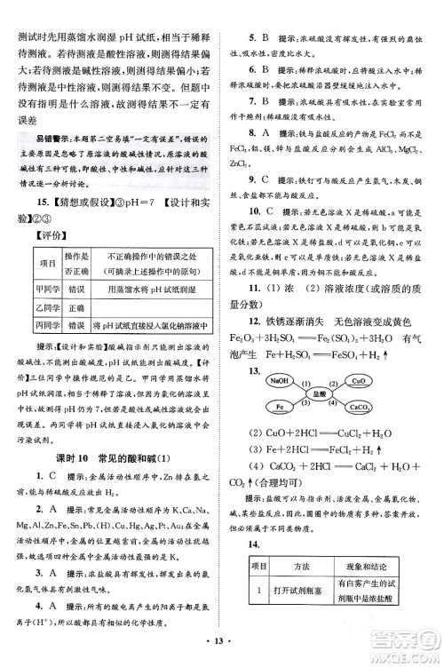 江苏凤凰科学技术出版社2024年春初中化学小题狂做提优版九年级化学下册沪教版答案 江苏凤凰科学技术出版社2024年春初中化学小题狂做提优版九年级化学下册沪教版答案