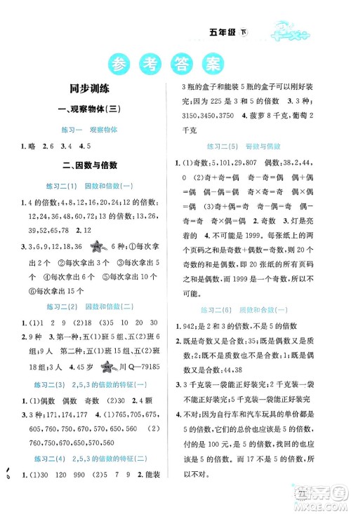 云南科技出版社2024年春小学数学解决问题专项训练五年级数学下册人教版答案