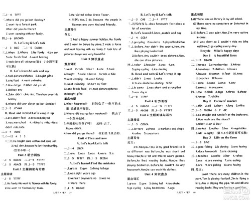 延边大学出版社2024年春学练优六年级英语下册人教PEP版答案