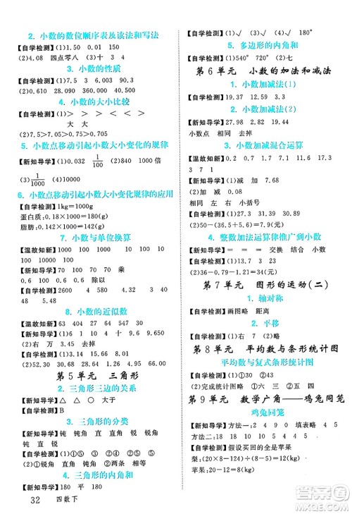 延边大学出版社2024年春学练优四年级数学下册人教版答案 延边大学出版社2024年春学练优四年级数学下册人教版答案