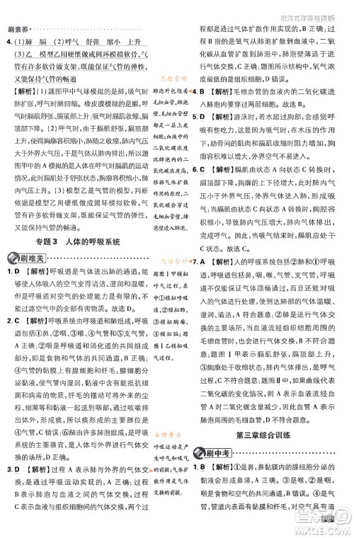 开明出版社2024年春初中必刷题七年级生物下册人教版答案 开明出版社2024年春初中必刷题七年级生物下册人教版答案