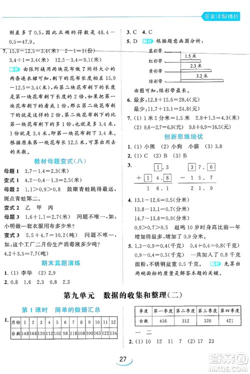 北京教育出版社2024年春亮点给力提优班三年级数学下册江苏版答案 北京教育出版社2024年春亮点给力提优班三年级数学下册江苏版答案