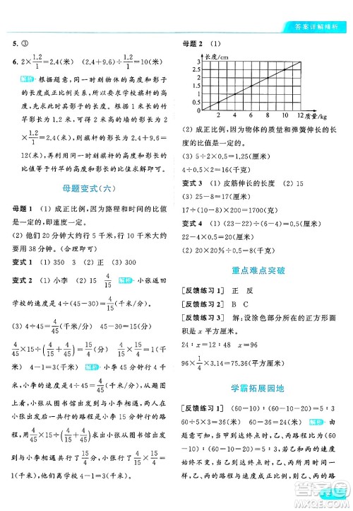 北京教育出版社2024年春亮点给力提优课时作业本六年级数学下册江苏版答案
