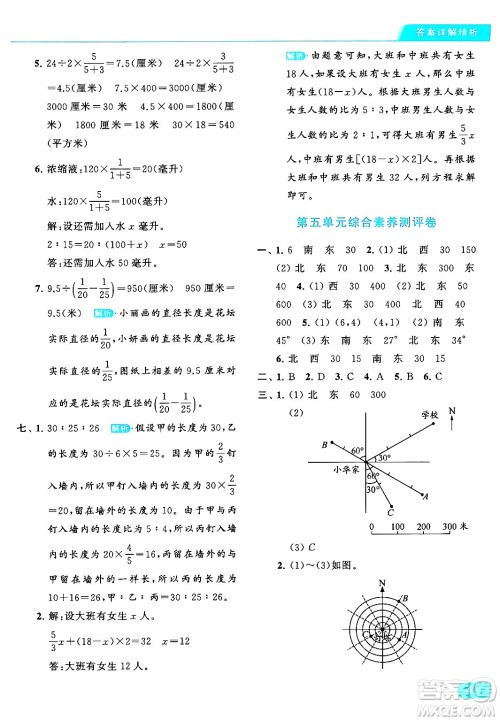 北京教育出版社2024年春亮点给力提优课时作业本六年级数学下册江苏版答案