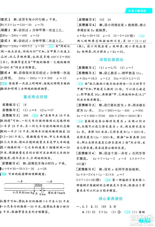 北京教育出版社2024年春亮点给力提优课时作业本五年级数学下册江苏版答案