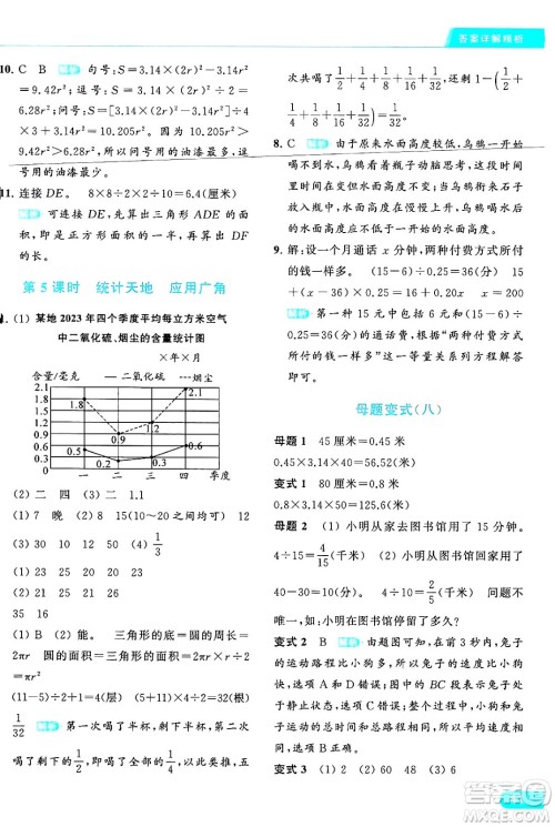 北京教育出版社2024年春亮点给力提优课时作业本五年级数学下册江苏版答案