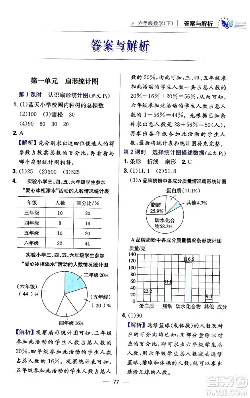 陕西人民教育出版社2024年春小学教材全练六年级数学下册江苏版答案 陕西人民教育出版社2024年春小学教材全练六年级数学下册江苏版答案