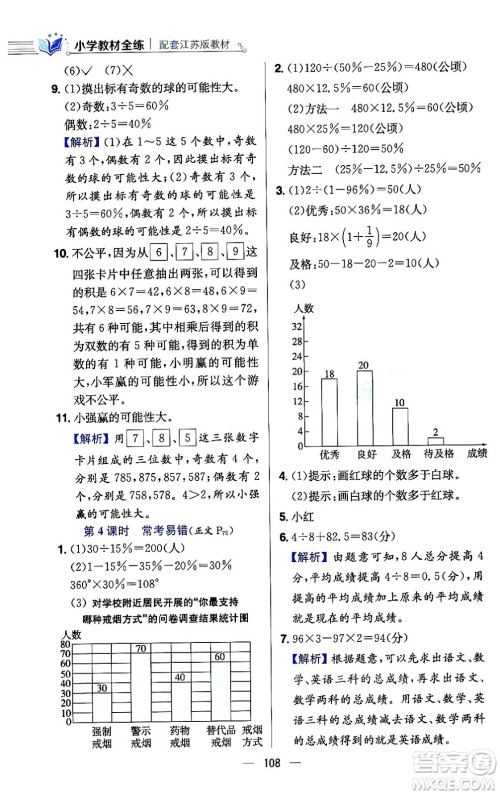 陕西人民教育出版社2024年春小学教材全练六年级数学下册江苏版答案 陕西人民教育出版社2024年春小学教材全练六年级数学下册江苏版答案