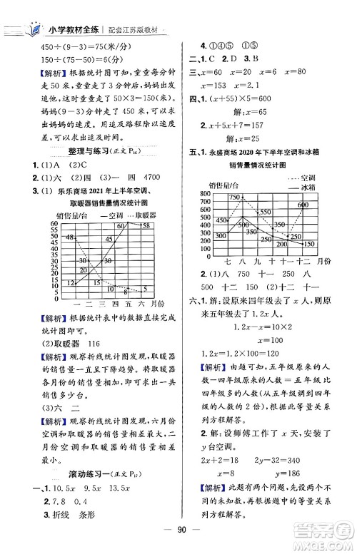 陕西人民教育出版社2024年春小学教材全练五年级数学下册江苏版答案