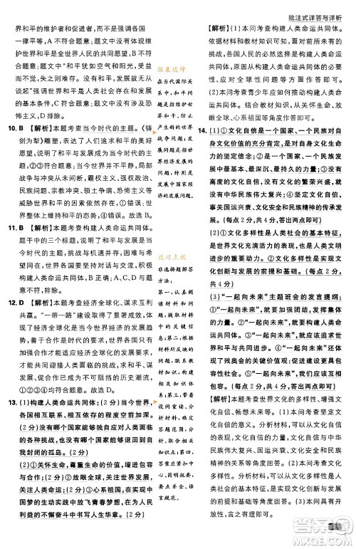 开明出版社2024年春初中必刷题九年级道德与法治下册人教版答案 开明出版社2024年春初中必刷题九年级道德与法治下册人教版答案