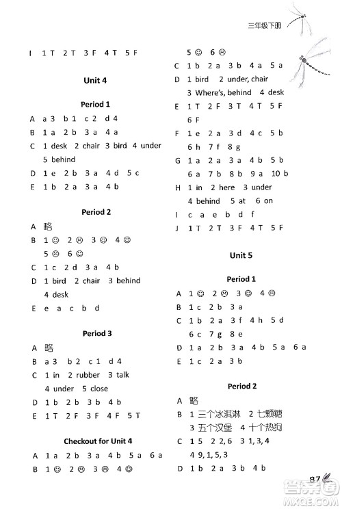译林出版社2024年春课课练小学英语三年级英语下册通用版答案 译林出版社2024年春课课练小学英语三年级英语下册通用版答案