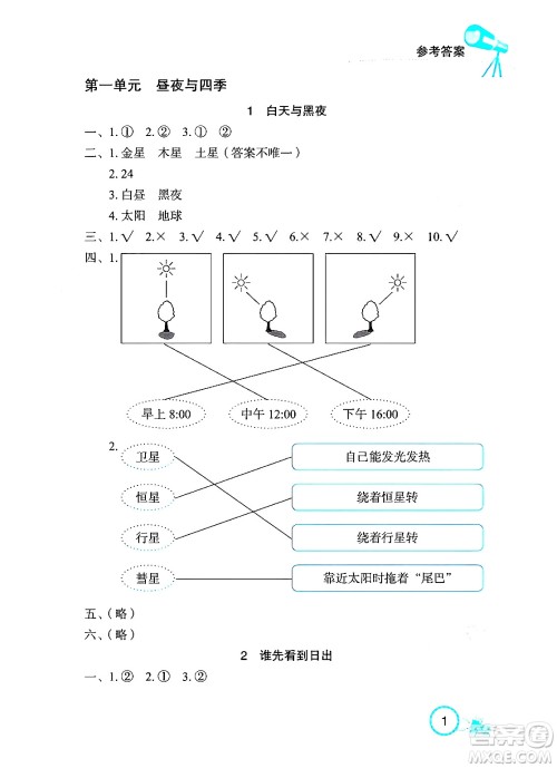 湖北教育出版社2024年春长江作业本课堂作业五年级科学下册人教鄂教版答案