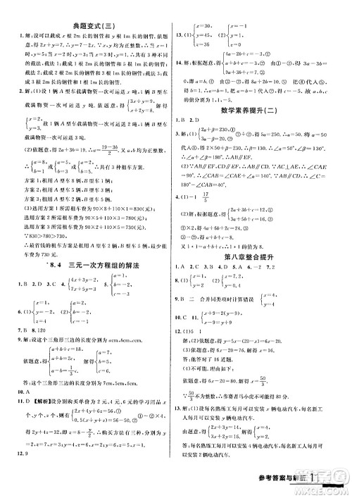 延边大学出版社2024年春品至教育一线课堂七年级数学下册人教版答案
