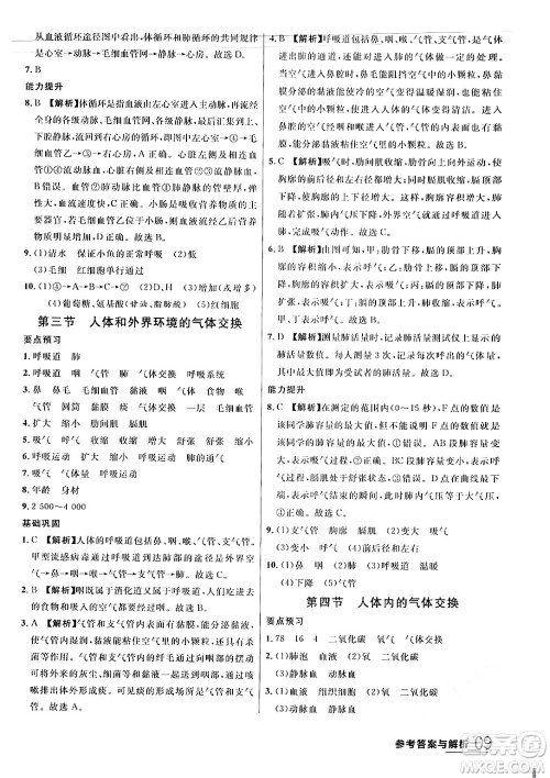 吉林教育出版社2024年春品至教育一线课堂七年级生物下册苏教版答案