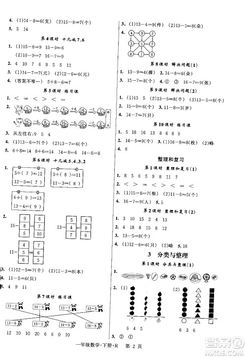 吉林教育出版社2024年春启航新课堂一年级数学下册人教版答案