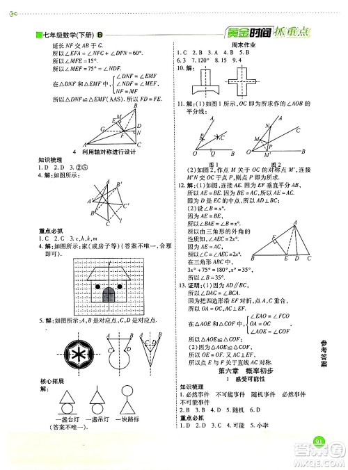 天津科学技术出版社2024年春优化设计课课练黄金时间七年级数学下册北师大版答案