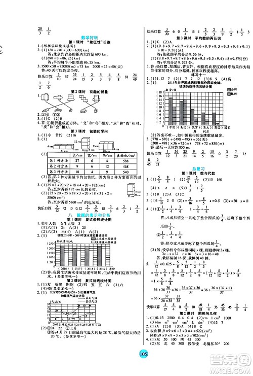 天津科学技术出版社2024年春云顶课堂五年级数学下册北师大版答案