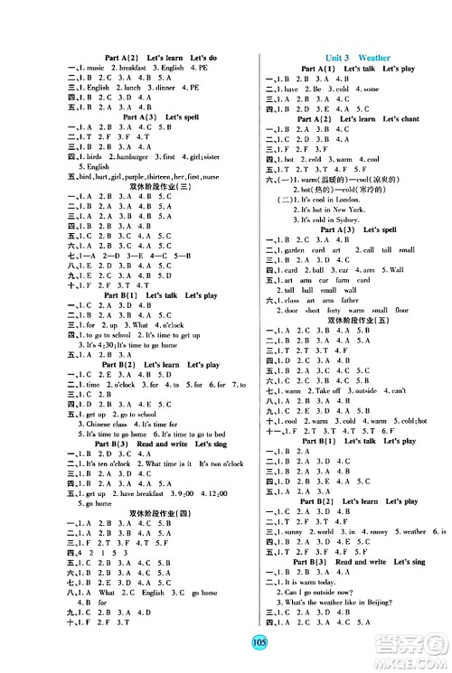 天津科学技术出版社2024年春云顶课堂四年级英语下册人教PEP版答案 天津科学技术出版社2024年春云顶课堂四年级英语下册人教PEP版答案