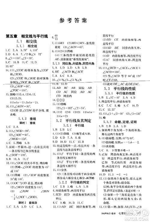 江西高校出版社2024年春金牌学练测创新作业设计七年级数学下册课标版答案